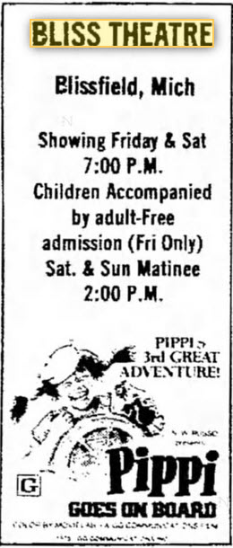 Bliss Theatre - Mar 26 1976 Ad (newer photo)